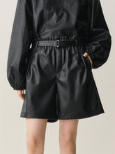 Women's High-Waist Fleece-Lined PU Shorts